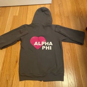 Grey Alpha Phi American Apparel Hoodie Sz Small